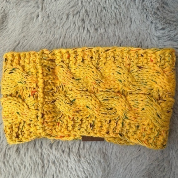 ❄️NWOT C.C knit speckle mustard yellow headband wrap hat - Picture 7 of 7